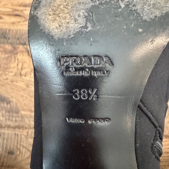 Prada Nylon Vintage Black Boots Ankle Booties Square Toe Women's Size 38 1/2 8 - Picture 11 of 11